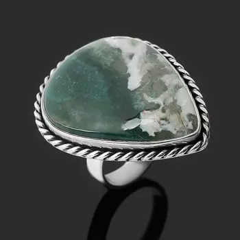 Кольцо агат моховой (серебро 925 пр.) размер 17