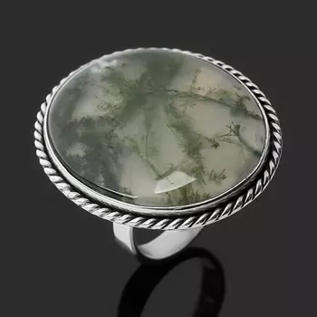 Кольцо агат моховой (серебро 925 пр.) размер 19