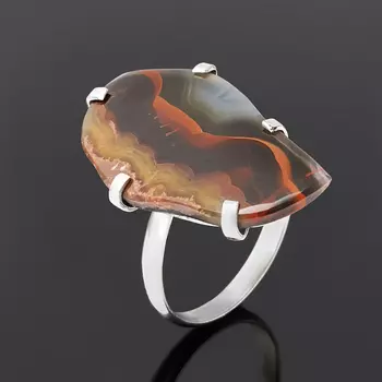 Кольцо агат (нейзильбер) (дублет) размер 18