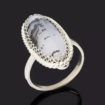 Кольцо агат пейзажный (нейзильбер) размер 16