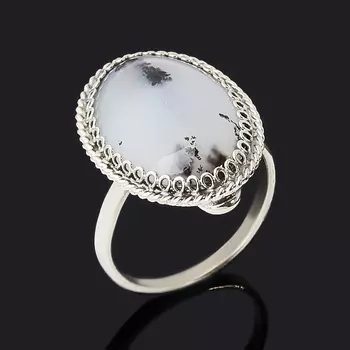 Кольцо агат пейзажный (нейзильбер) размер 17