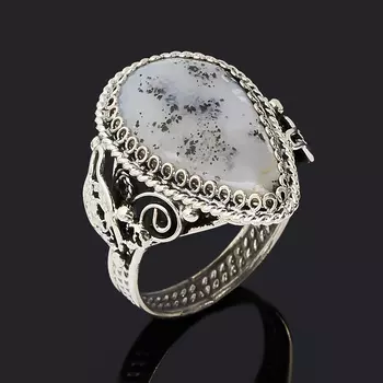 Кольцо агат пейзажный (нейзильбер) размер 18