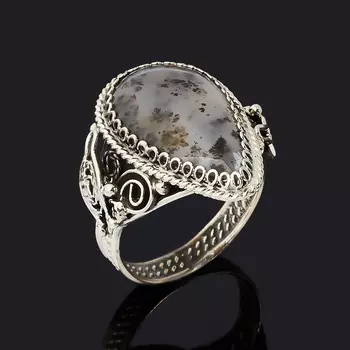 Кольцо агат пейзажный (нейзильбер) размер 18,5