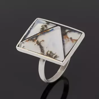 Кольцо агат пейзажный (нейзильбер) размер 17