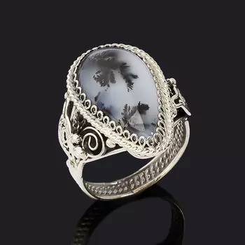 Кольцо агат пейзажный (нейзильбер) размер 18,5