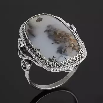 Кольцо агат пейзажный (нейзильбер) размер 17,5