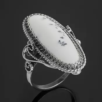 Кольцо агат пейзажный (нейзильбер) размер 17,5