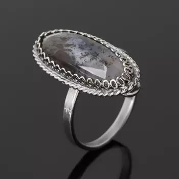 Кольцо агат пейзажный (нейзильбер) размер 17