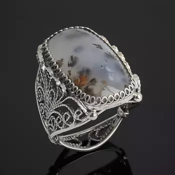 Кольцо агат пейзажный (нейзильбер) размер 19