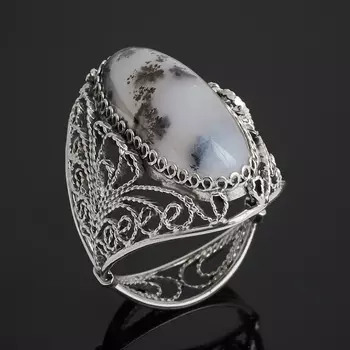 Кольцо агат пейзажный (нейзильбер) размер 19,5