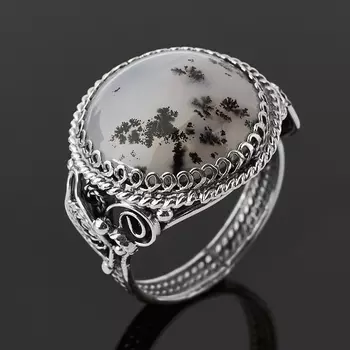 Кольцо агат пейзажный (нейзильбер) размер 18,5