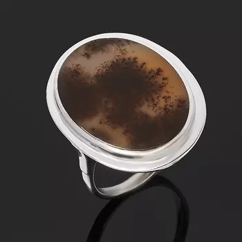 Кольцо агат пейзажный (серебро 925 пр. родир. бел.) размер 17,5