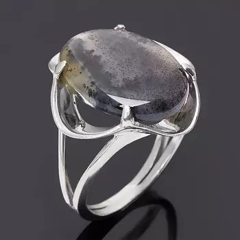 Кольцо агат пейзажный (серебро 925 пр. родир. бел.) размер 17