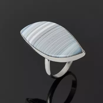 Кольцо агат серый (дублет) (нейзильбер) размер 18,5