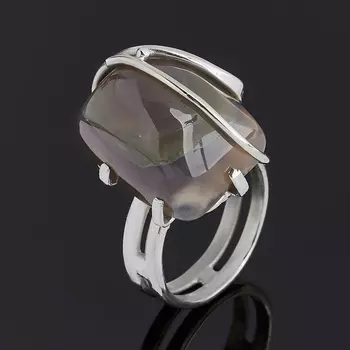 Кольцо агат серый (нейзильбер) размер 19