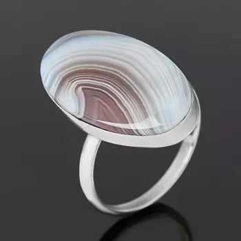 Кольцо агат серый (нейзильбер) размер 18,5