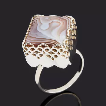 Кольцо агат серый (серебро 925 пр.) размер 18,5