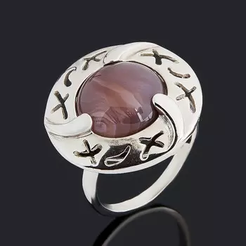 Кольцо агат серый (серебро 925 пр.) размер 20