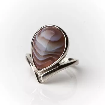 Кольцо агат серый (серебро 925 пр.) размер 18,5