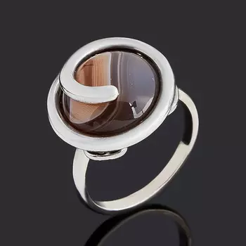 Кольцо агат серый (серебро 925 пр.) размер 19