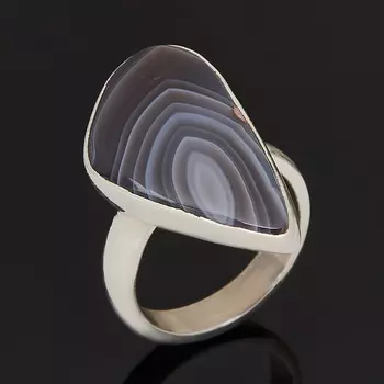 Кольцо агат серый (серебро 925 пр.) (регулируемый) размер 17,5