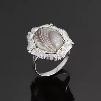 Кольцо агат серый (серебро 925 пр.) размер 17,5