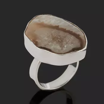 Кольцо агат серый (серебро 925 пр.) размер 17