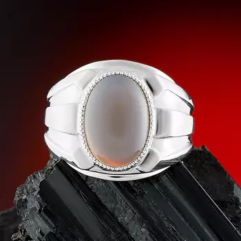 Кольцо агат серый (серебро 925 пр.) размер 20,5