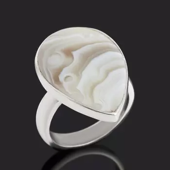 Кольцо агат серый (серебро 925 пр.) (регулируемый) размер 18