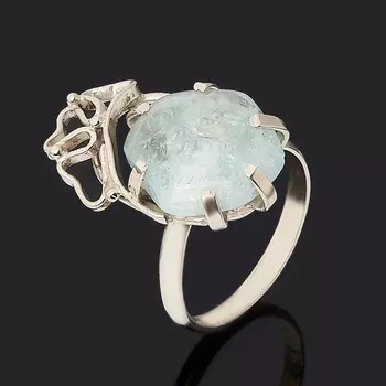 Кольцо аквамарин (нейзильбер) размер 18,5