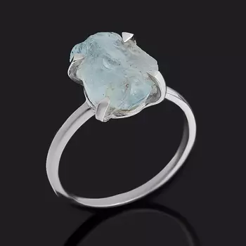 Кольцо аквамарин (серебро 925 пр.) размер 17