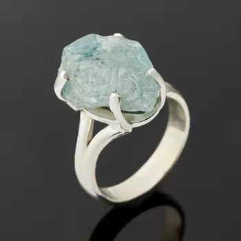 Кольцо аквамарин (серебро 925 пр.) размер 17,5