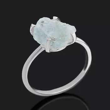 Кольцо аквамарин (серебро 925 пр.) размер 18