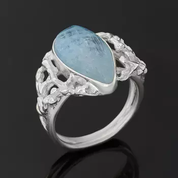 Кольцо аквамарин (серебро 925 пр.) размер 18