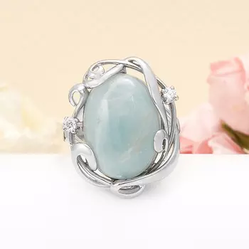 Кольцо аквамарин (серебро 925 пр.) размер 17,5