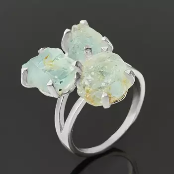 Кольцо аквамарин (серебро 925 пр.) размер 18