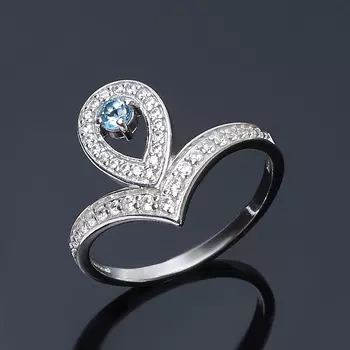 Кольцо аквамарин (серебро 925 пр. родир. бел.) огранка размер 18