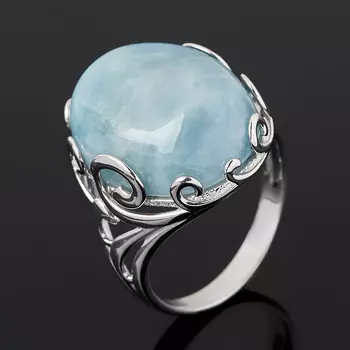 Кольцо аквамарин (серебро 925 пр. родир. бел.) размер 17,5