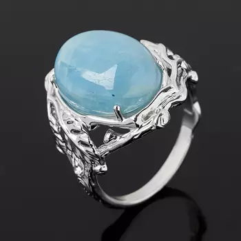 Кольцо аквамарин (серебро 925 пр. родир. бел.) размер 18,5