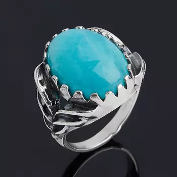 Кольцо амазонит (серебро 925 пр. оксидир.) размер 18