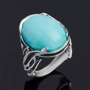 Кольцо амазонит (серебро 925 пр. оксидир.) размер 18