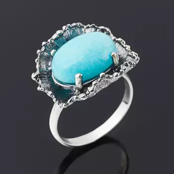 Кольцо амазонит (серебро 925 пр. оксидир.) размер 18