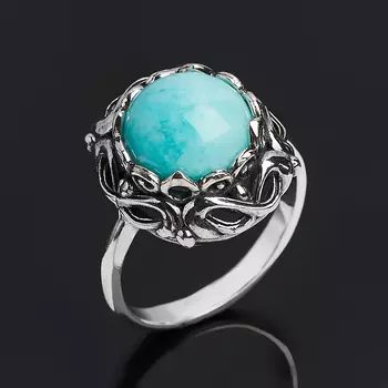 Кольцо амазонит (серебро 925 пр. оксидир.) размер 17