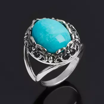 Кольцо амазонит (серебро 925 пр. оксидир.) размер 18