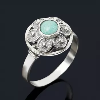 Кольцо амазонит (серебро 925 пр. оксидир.) размер 19