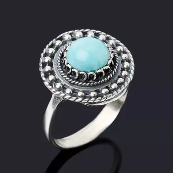 Кольцо амазонит (серебро 925 пр. оксидир.) размер 18