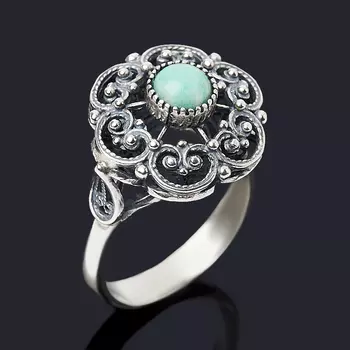 Кольцо амазонит (серебро 925 пр. оксидир.) размер 19