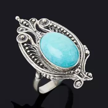 Кольцо амазонит (серебро 925 пр. оксидир.) размер 19