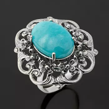 Кольцо амазонит (серебро 925 пр. оксидир.) размер 18