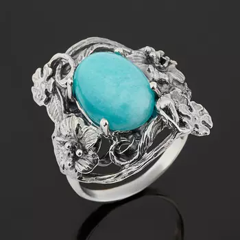 Кольцо амазонит (серебро 925 пр. оксидир.) размер 18